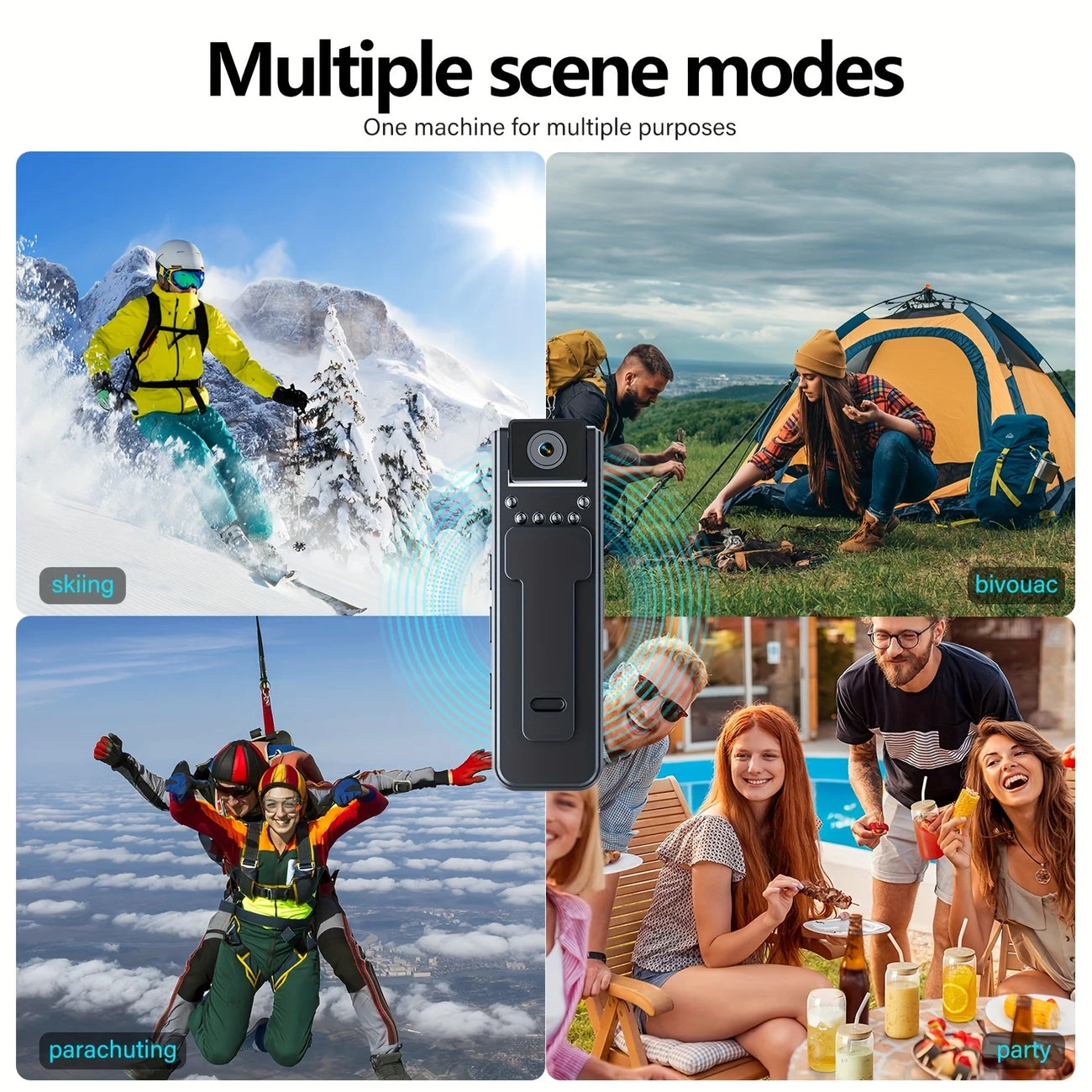 Camera Body-worn 1080p Voice/action, Auto Focus, 180° Rotatable Lens Night Vision DU768574