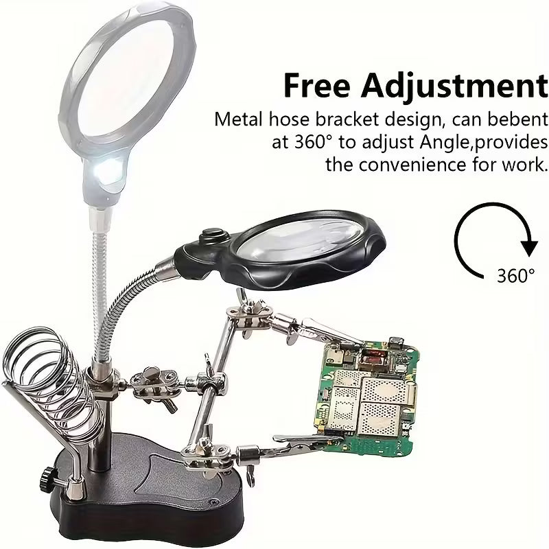 Magnifying Glass & Helping Hands Adjustable Folding Stand BH38996