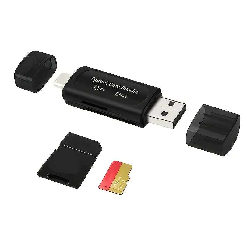 USB Micro SD Card Reader 4in1, C/usb A To Sd/micro SD/SDXC/SDHC Card Adapter, Dual Card Slot Memory Card Reader KF31049