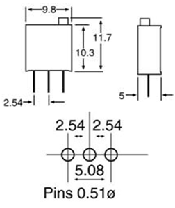 Potentiometer 5k Top Adjust 3296W Style 25 Turn Trimpot R2380A