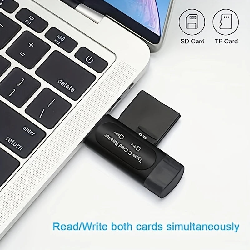 USB Micro SD Card Reader 4in1, C/usb A To Sd/micro SD/SDXC/SDHC Card Adapter, Dual Card Slot Memory Card Reader KF31049