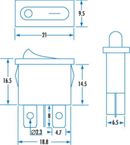 Rocker Switch SPST Ultra Mini Rocker SK0975