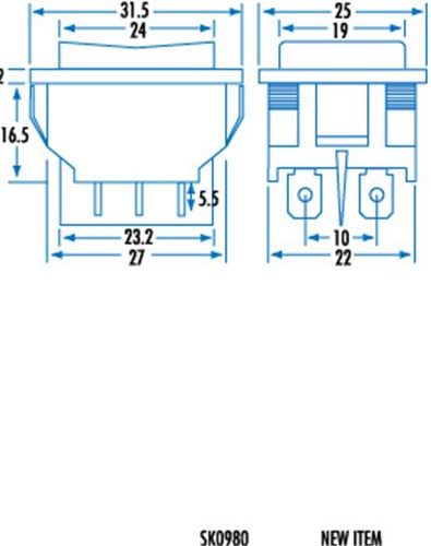Rocker Switch DPDT Centre Off 10a 240v SK0980