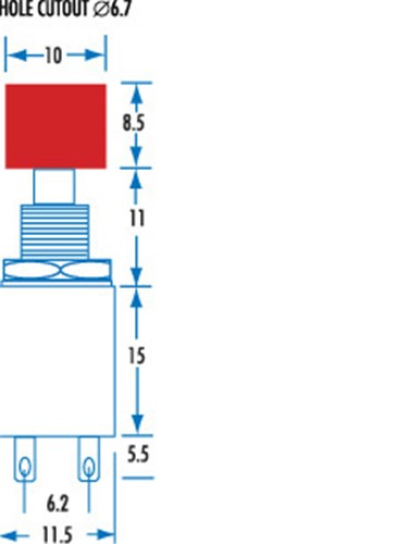 Switch Push Button SPST Red Momentary Round SP0702