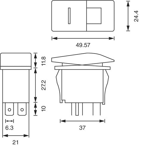 Rocker Switch SPDT Dual Illuminated with Labels and Interchangeable Covers Orange SK0916