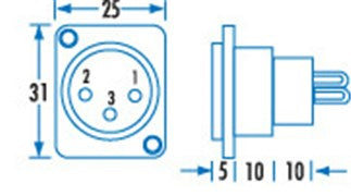 XLR Socket 3 Pin Plastic Black PS1018