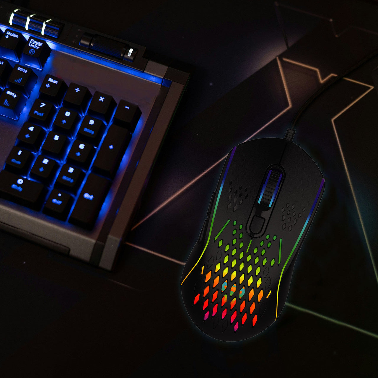 LASER Wired Gaming RGB Mouse Black 12800 DPI MSE-M1210-BK