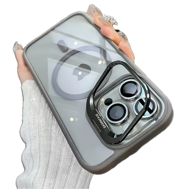 iPhone 14 Case Wireless Charging, Ring Bracket, Lens Protector Clear & Grey YH554692/GY14