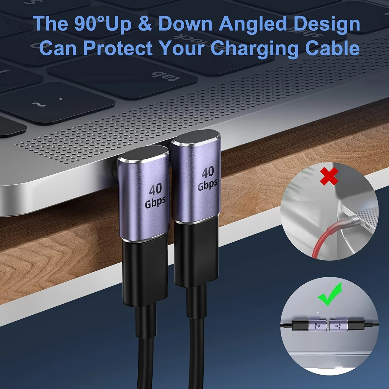USB-C Right Angle Adaptor 90° Plug To Socket 100w Purple RV411827