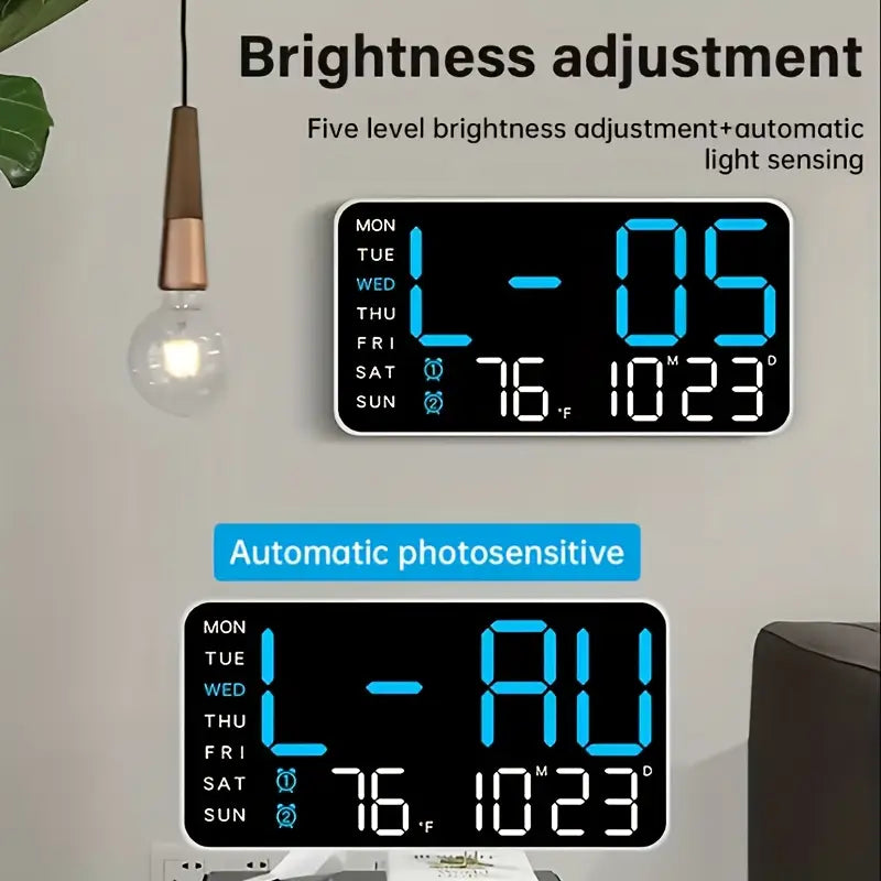 Clock LED Purple Digital, Dual Alarm, Calendar, Weekdays, Temperature, Voc Black KB261317/BP