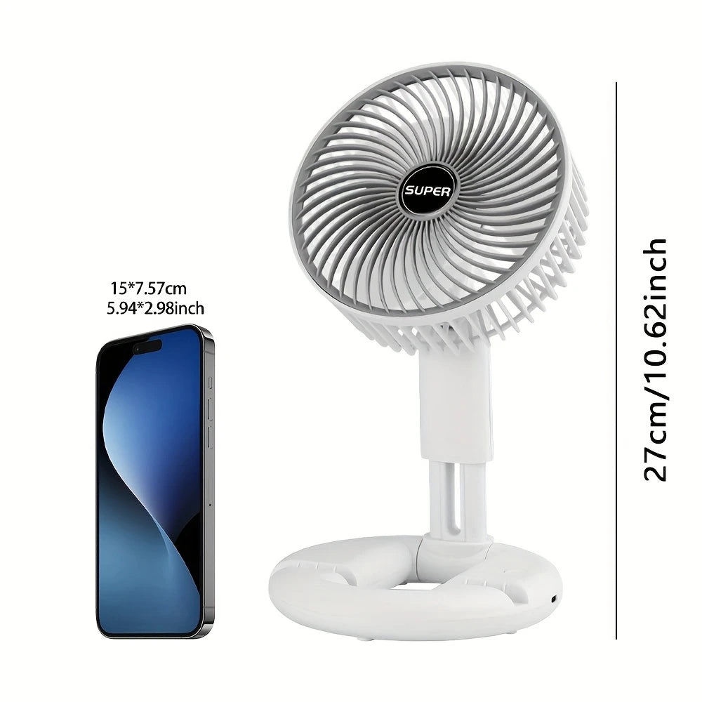 Fan Desktop USB Rechargeable, Foldable, Extendable, 3 Speed, White. PN1977867