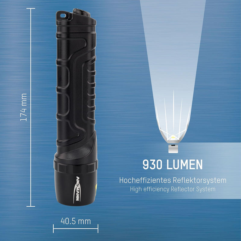 Ansmann M900P LED Torch 930 lm, 174 mm Black 1600-0162