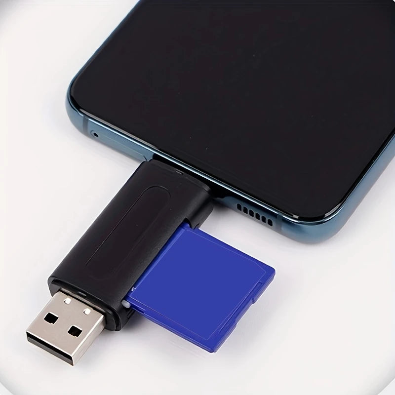 USB Micro SD Card Reader 4in1, C/usb A To Sd/micro SD/SDXC/SDHC Card Adapter, Dual Card Slot Memory Card Reader KF31049
