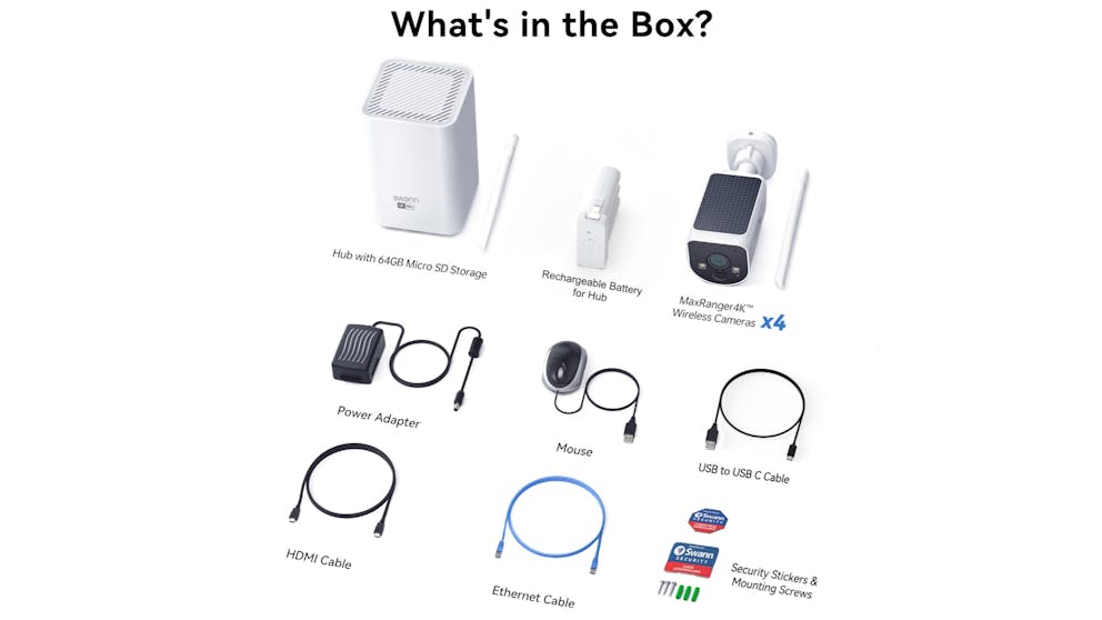 Swann Maxranger4k Solar 4 Camera Wireless Security System SWNVK-MR4KSD4-AU