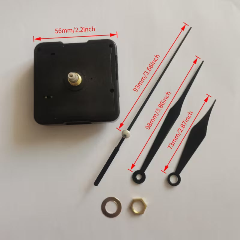 Clock Movement 1 Set Of 3 Hands 18.5mm Shaft Black UB7054709