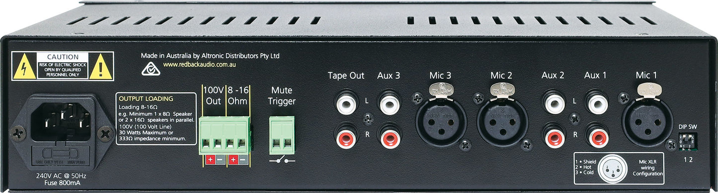 Amplifiers 30W 3 Input 100V Public Address (PA) Amplifier A4024