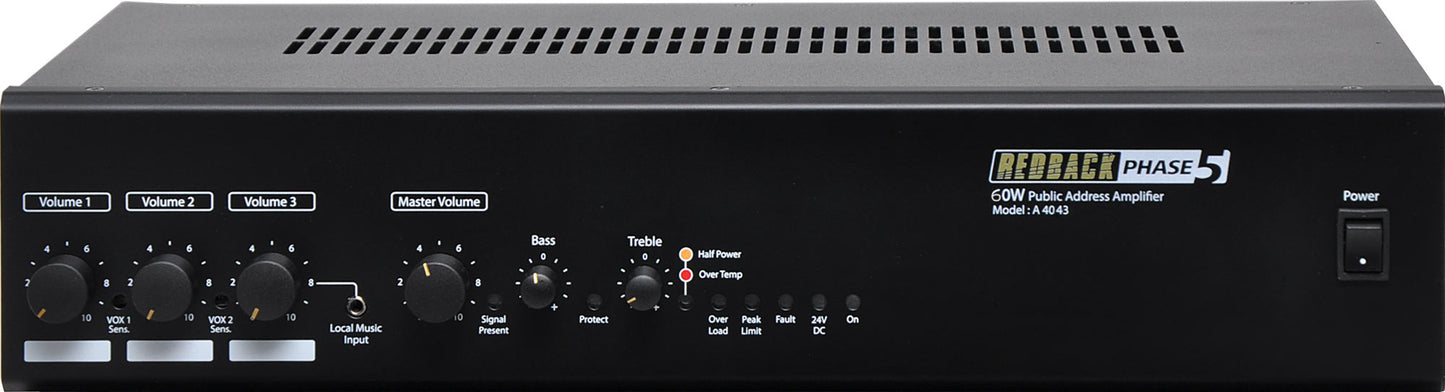 Amplifiers Phase5 60 Watt 100V Public Address Amplifier A4043