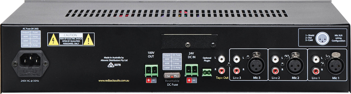Amplifiers Phase5 100 Watt 100V Public Address Amplifier A4047