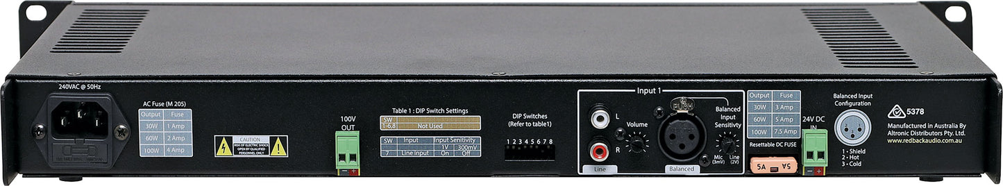 Public Address 100V Amplifier Compact 1RU 60W A4240A