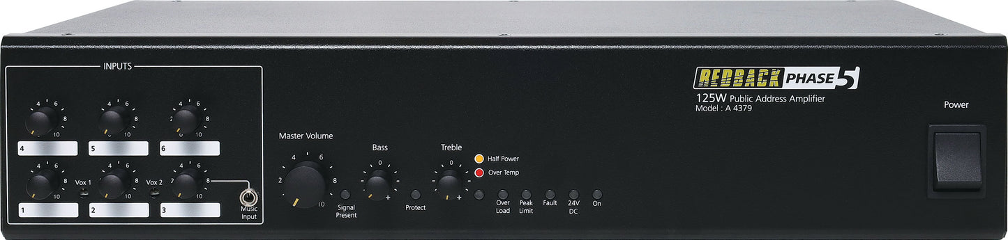 Amplifiers Public Address Amplifier (PA) 125W 6 Input A4379