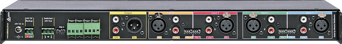 Mixers 4 Channel Public Address (PA) Mixer With MP3 Message Player A4435A