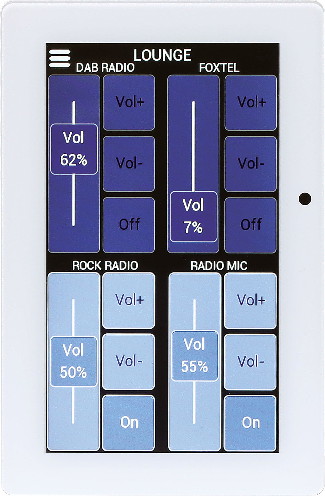 Wall Plate For Source Controllers 4.3" Zone Touch - White A4464