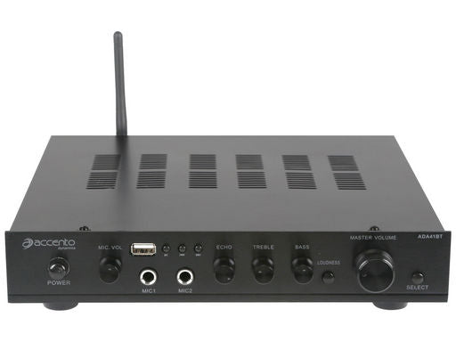 Accento Stereo Amplifier 2x20WRMS Bluetooth USB 2xmic Inputs Phono Input ADA41BT