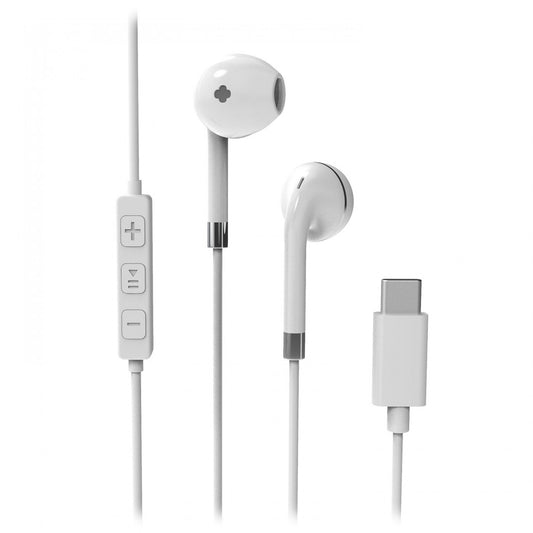 Headphones LASER USB-C Earphones With Microphone - White AO-USBCM-WHT