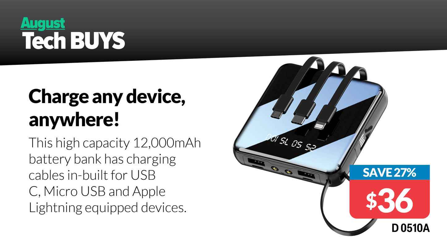 Battery Bank Multi Lead 12000mAh D0510A