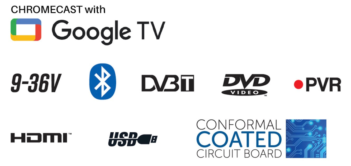 Axis AX1932GTV 12/24V 81cm/32″ Bluetooth HD LED Google TV/DVD AX1932GTV