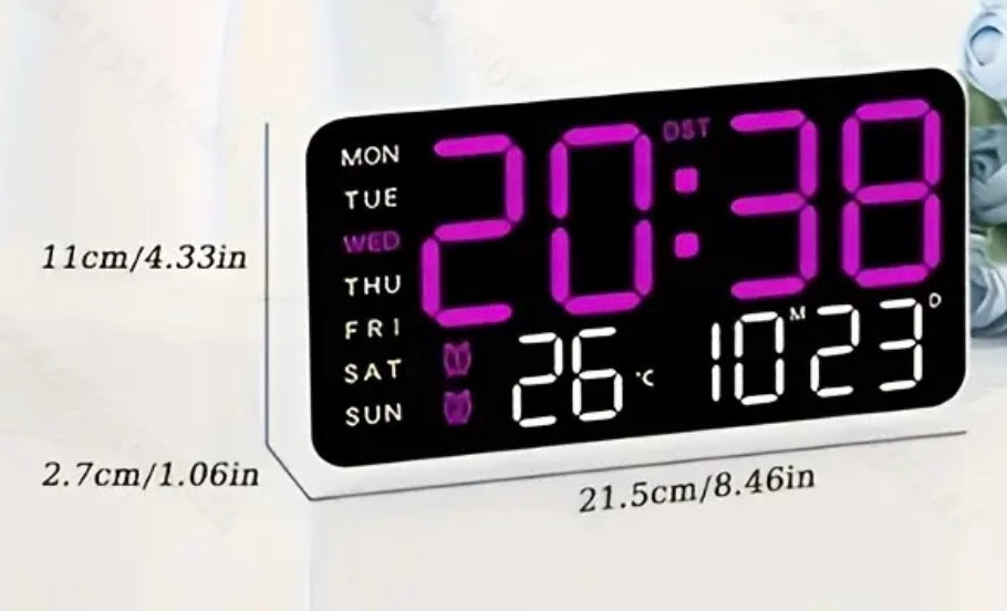 Clock Voice Activated Led Blue Digital With Dual Alarm, Calendar, Weekdays, Temperature Display LW353897/WBL