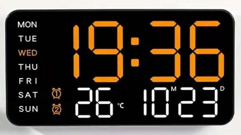 Clock Voice Activated Led Blue Digital With Dual Alarm, Calendar, Weekdays, Temperature Display LW353897/WBL