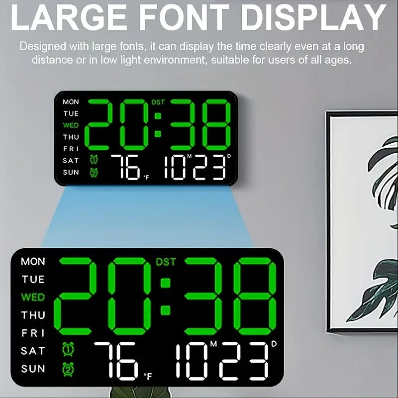 Clock Voice Activated Led Blue Digital With Dual Alarm, Calendar, Weekdays, Temperature Display LW353897/WBL