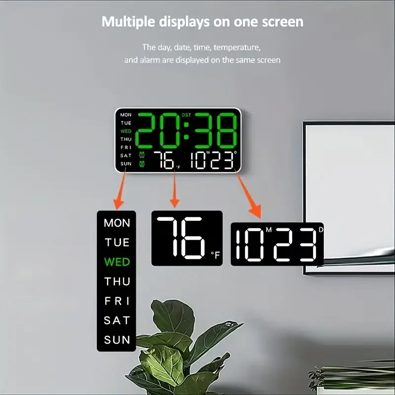 Clock Voice Activated Led Blue Digital With Dual Alarm, Calendar, Weekdays, Temperature Display LW353897/WBL
