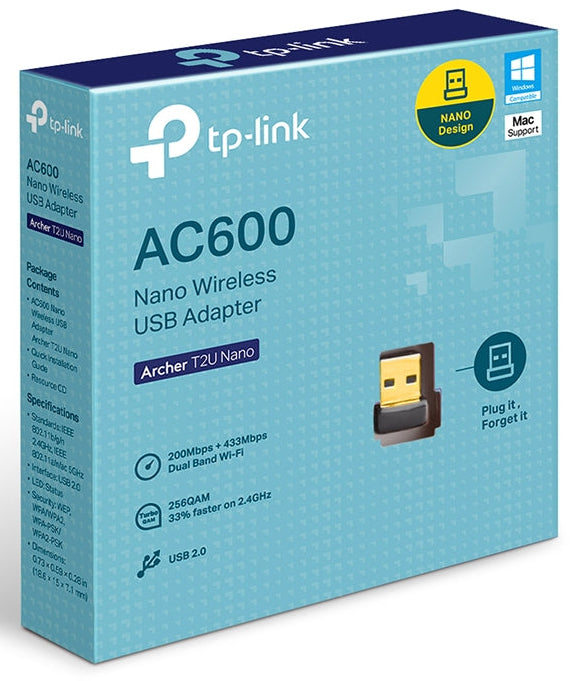 Tp-link Archer T2u Nano Ac600 Nano Dual Band WI-FI USB Adapter NWTL-ARCHERT2UNANO