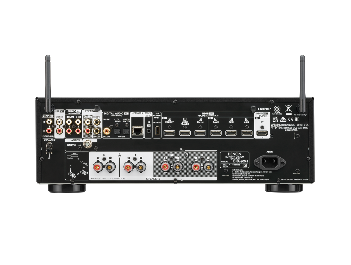 DENON DRA 900H 2.2 Ch. 145 8K Network Stereo Receiver with HEOS DRA900HBK