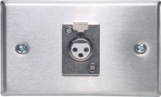 XLR 3 pin Horizontal Steel Microphone Wall Plate C0442
