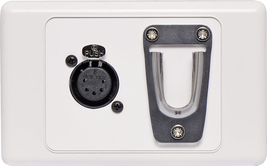 Wall Plate 5 pin XLR with Microphone Clip White C0458