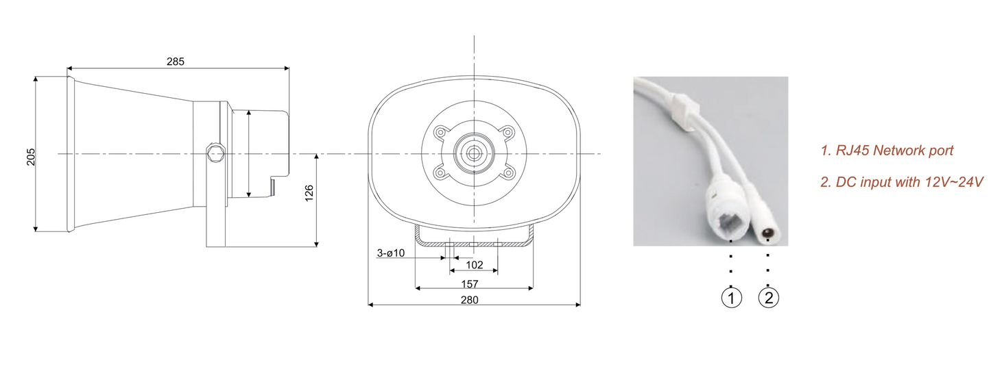 Horn Speaker Merlaud 30W IP Network PA C2035