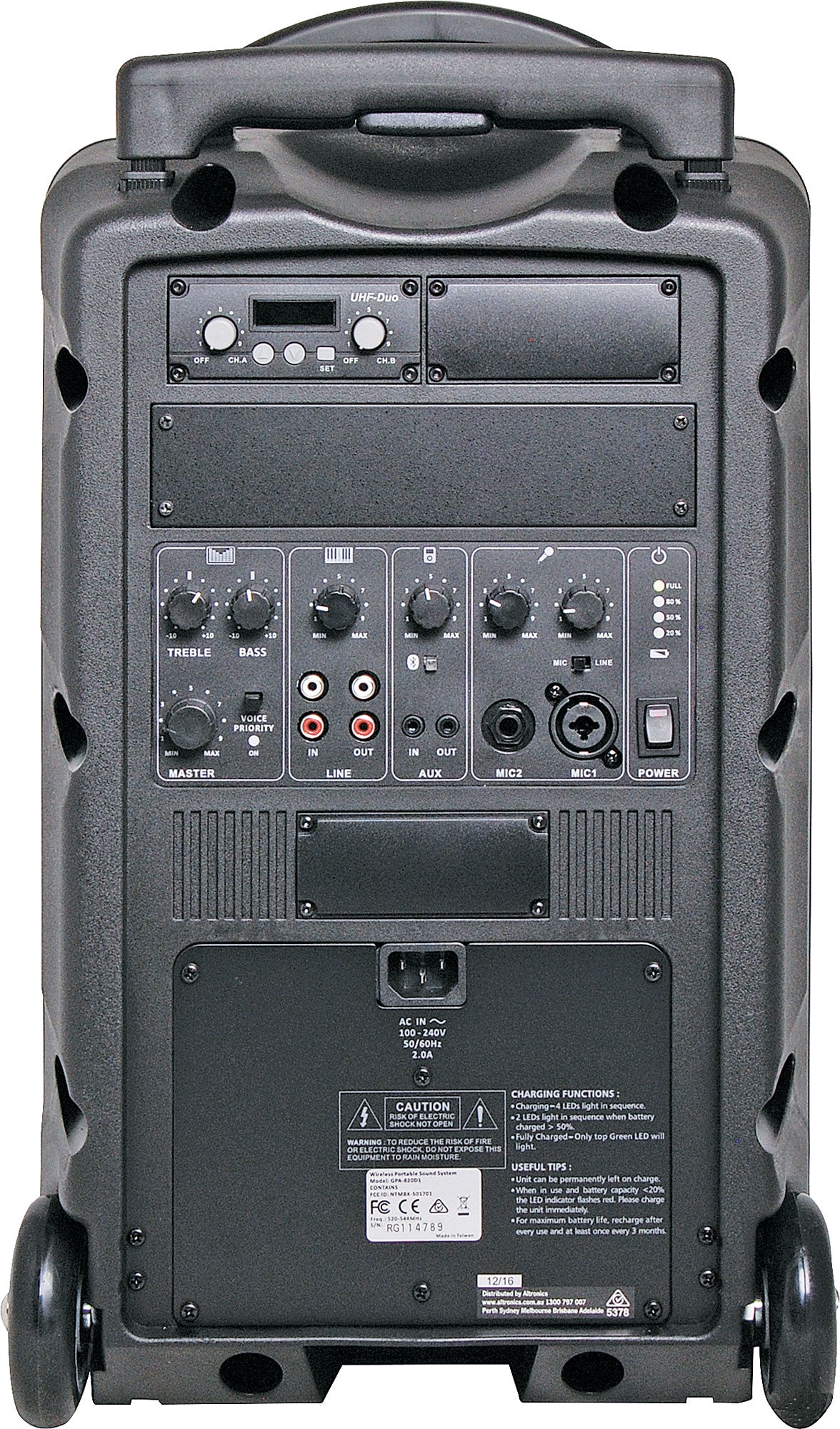 Portable PA Systems 120W 520-544MHz Dual UHF Wireless Portable PA System C7202C