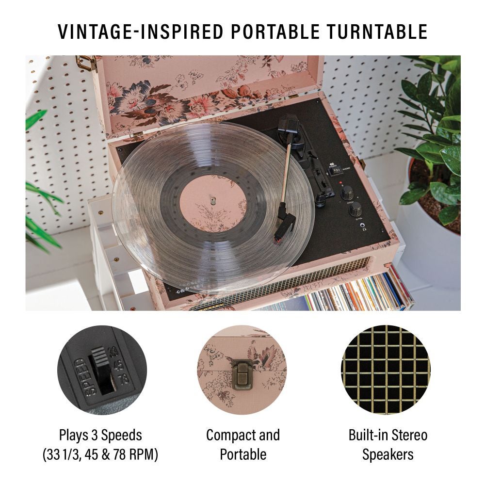 Crosley Voyager Bluetooth Turntable Floral CRIW8017B-FL4
