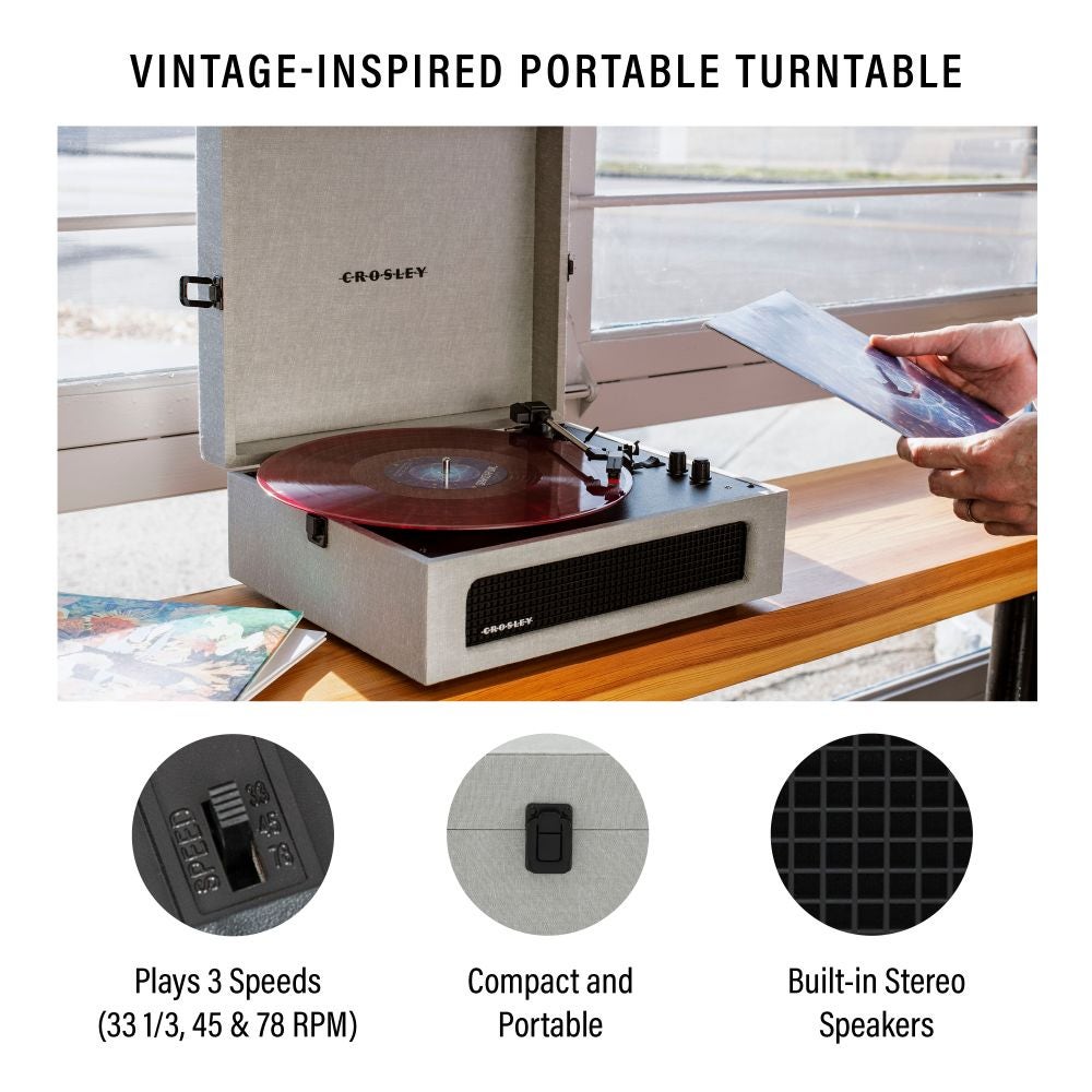 Crosley Voyager Bluetooth Portable Turntable Grey CRIW8017B-GY4