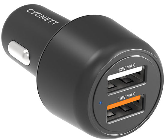 CYGNETT CarPower 30W Dual Port Car Charger - Black CY3680CYCCH
