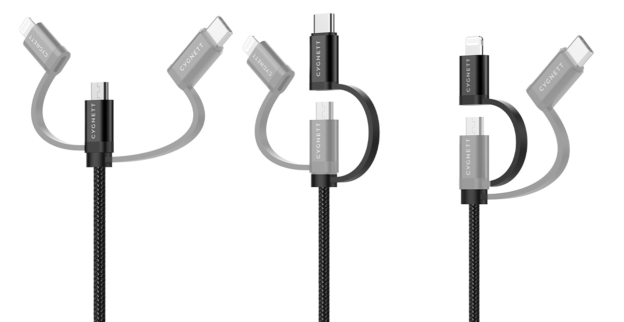 CYGNETT Essentials 3-in-1 Cable - 1m Black CY3571COCAB