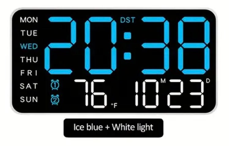 Clock Voice Activated Led Orange Digital With Dual Alarm, Calendar, Weekdays, Temperature Display LW353897/BO