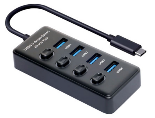 Powered Hub With Switching USB C 3.0 4 Port D2357B