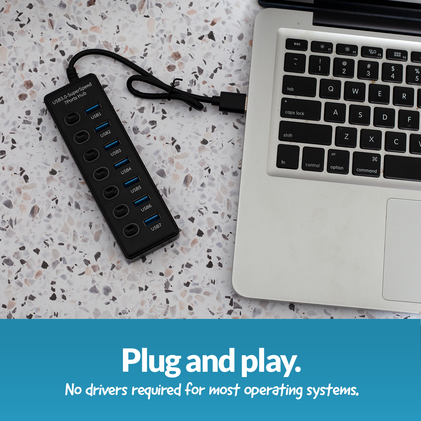 USB Accessories 7 Port Powered USB Hub With Switching D2362A