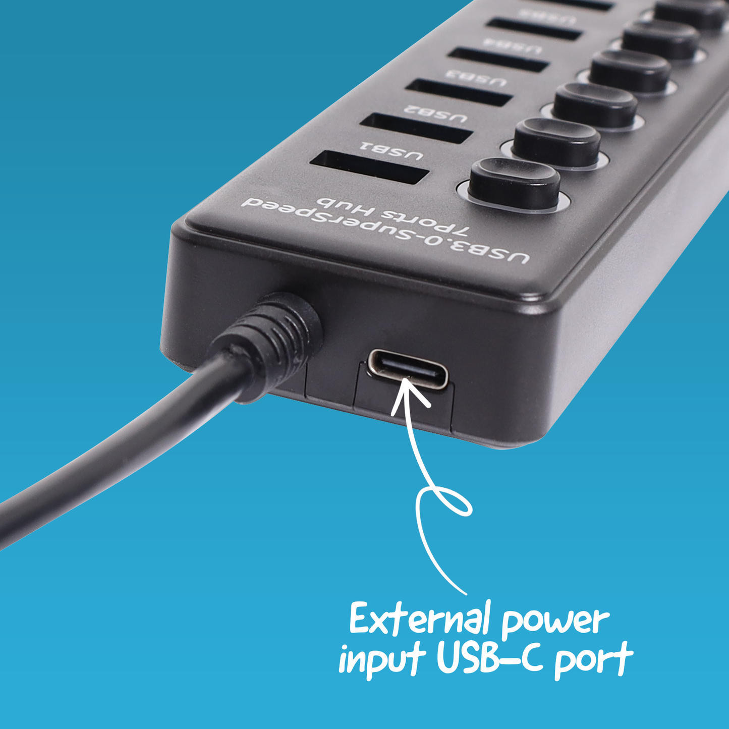 USB Accessories 7 Port Powered USB Hub With Switching D2362A