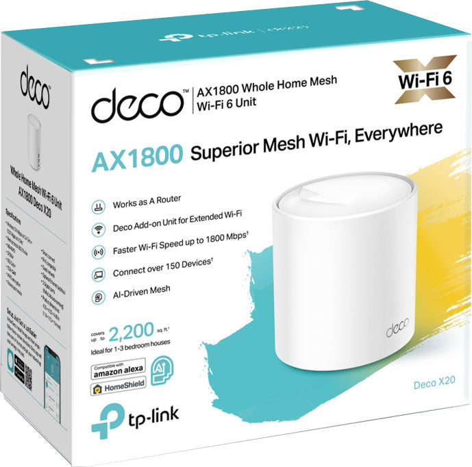 NetworkingDECO X20 AX1800 Whole Home Mesh Wi-Fi 6 System D4344