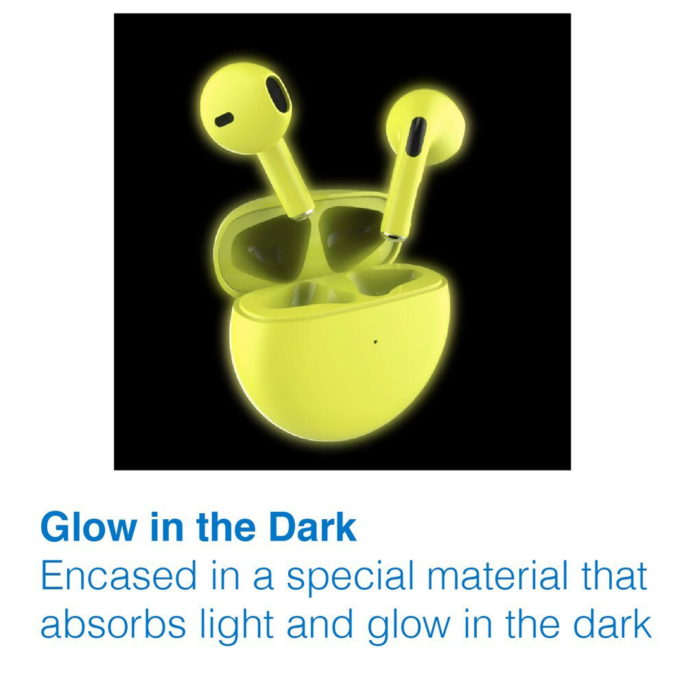 Headphones Laser Tws Earphones Glow In Dark Yellow EPS-KTWSGO-YL